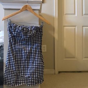 Urban outfitters strapless side zip gingham dress
